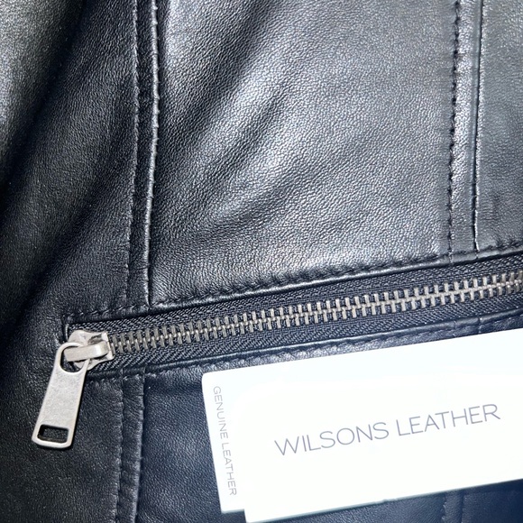 Wilsons Leather Black Motorcycle Jacket with Stand-Up Collar - Picture 4 of 8